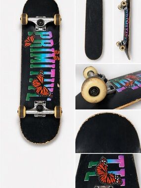 Primitive Skateboard Complete 7.3” Butterfly Graphic Rainbow Logo Street Deck